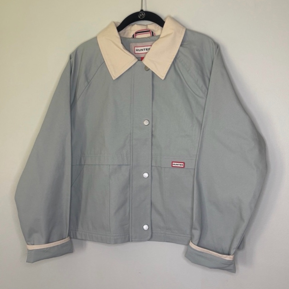 Hunter Light Gray Bomber Jacket with Cream Collar